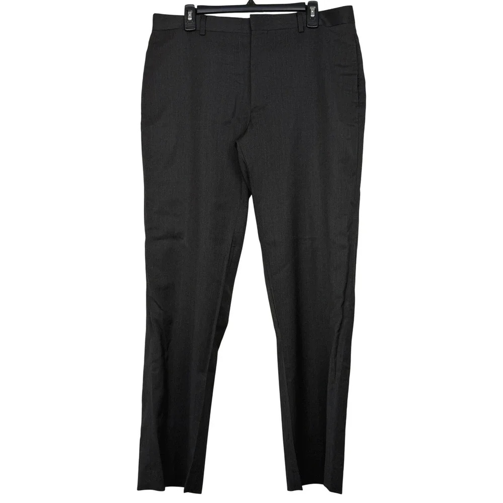 Banana Republic Dress Pants Men 35x32 LANIFICIO CERRUTI Wool Flat Front Charcoal